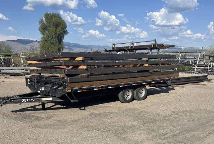 Trailer loaded with steel beams