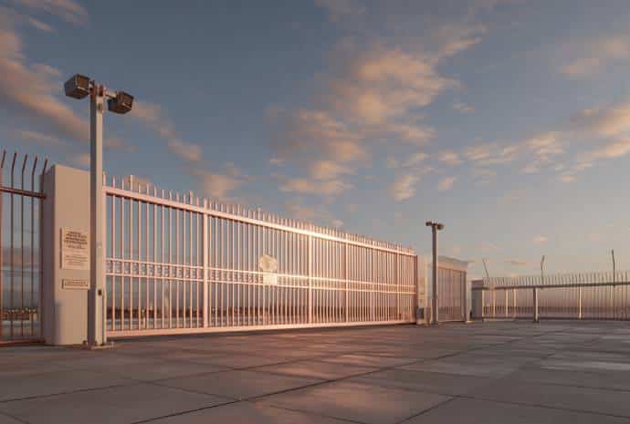 Automated gate with security features.