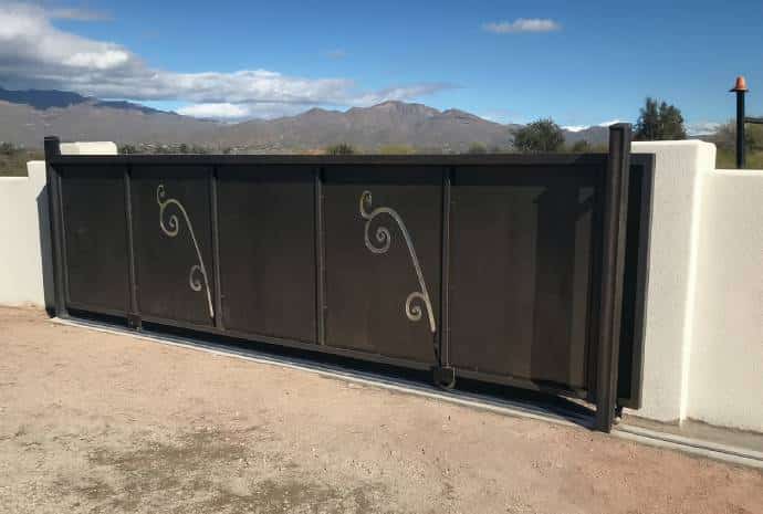 Large decorative metal sliding gate