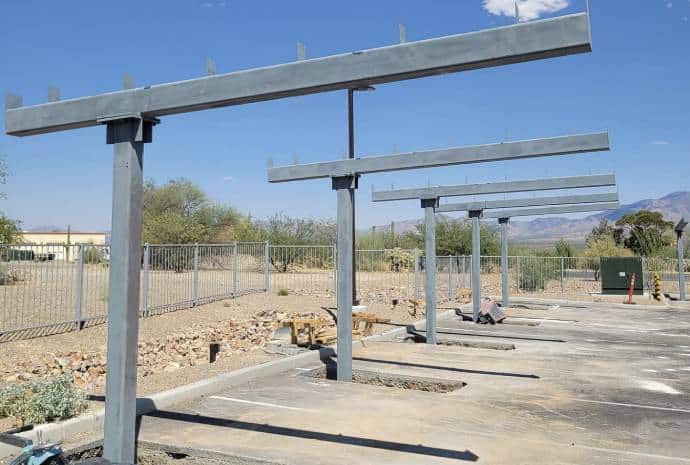 Metal framework for shade structures